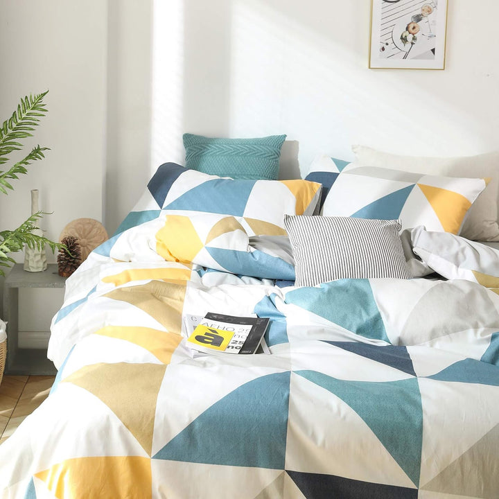 GETIYA Luxus Bettwäsche 220x240 Baumwolle Damen Herren Geometrische Bettwäsche Kontrast Farbe Bettwä