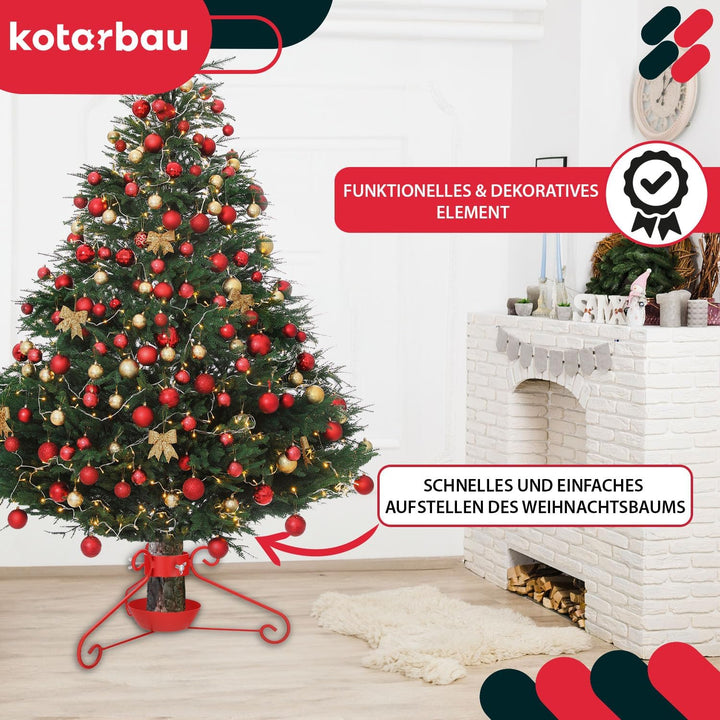 KOTARBAU® Weihnachtsbaumständer mit Wassertank Rot dekorative Christbaumständer Tannenbaumständer mi