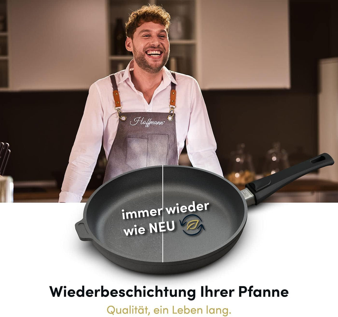 Hoffmann Aluguss Bräter Rund 11 cm Innenhöhe Ø 20 cm I 2,5 Liter I Elektroherd Induktionsherd Ceranf