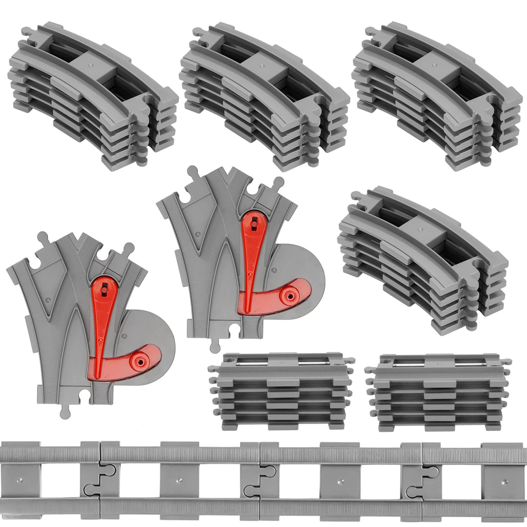 Bausteine Zug Schienen Set, 32PCS Spielzeug Eisenbahnschienen, City Schienen Eisenbahn Set, Bestehen