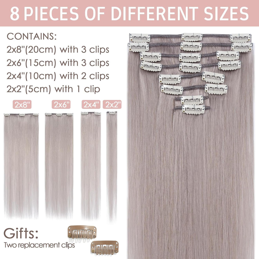 Silk-co Echthaar Clip In Extensions 8 Tressen 18 Clips 55g, Hair Extensions, Remy Echthaar Clip In E