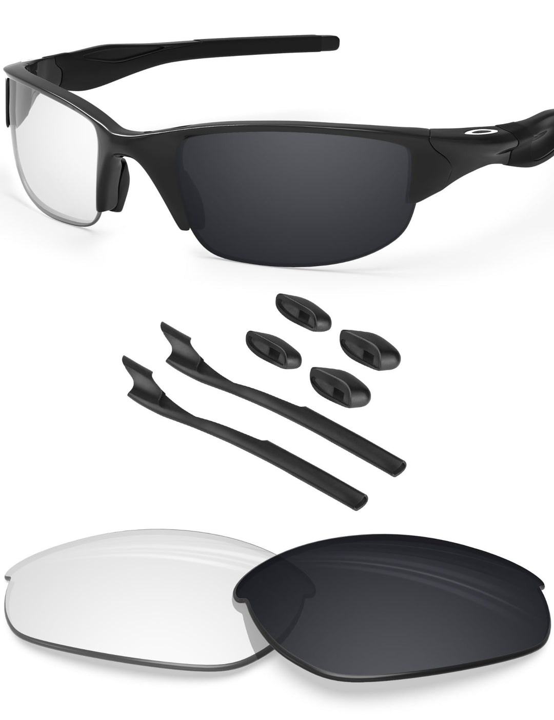 BlazerBuck Anti-salz Polarisierte Ersatzgläser für Oakley Half Jacket 2.0 OO9144 Klares Schwarz Phot