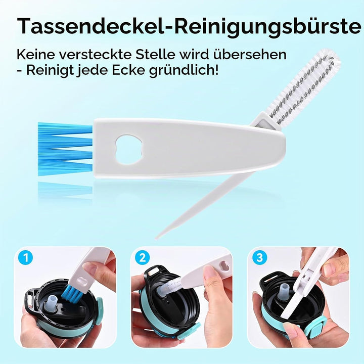 SLUXKE Long Handle Bottle Brush Set with Straw Cleaner Brush and 3 in 1 Cup Lid Cleaning Brush, Wate