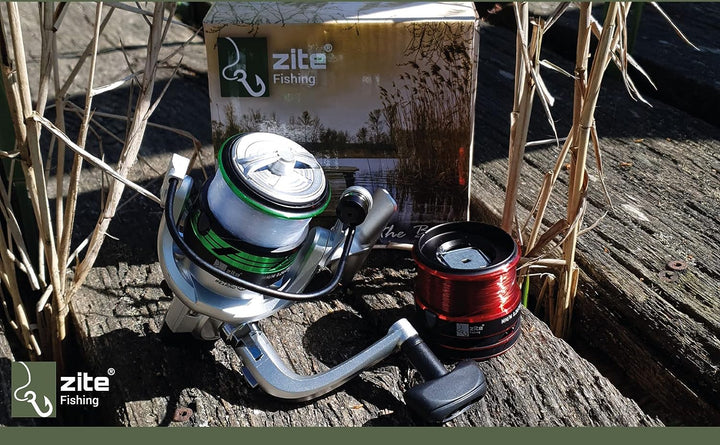Zite Fishing Angelrolle mit Schnur Bespult - Forellen-Rolle Spinnrolle Stationärrolle mit 2 Aluminiu