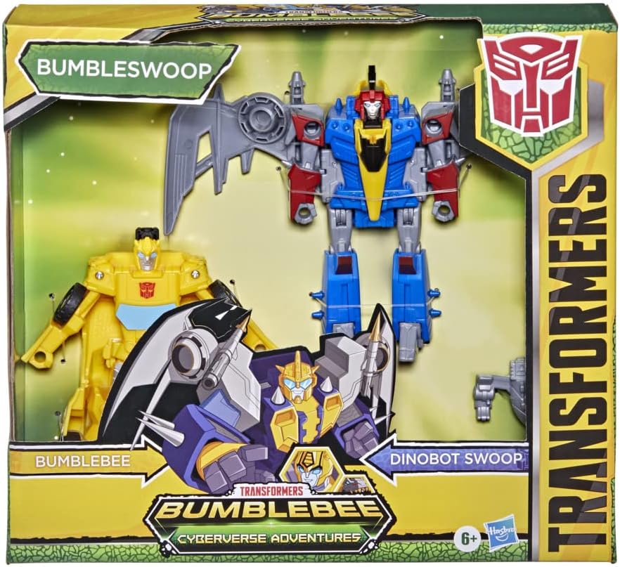 Transformers Bumblebee Cyberverse Adventures Spielzeug Dino Combiners Bumbleswoop 2er-Pack Figuren,