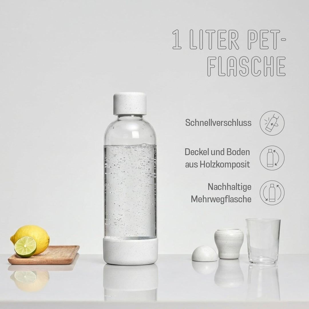 Mysoda: Wiederverwendbare Wasserflasche für Wassersprudler, BPA-freies Plastik, mit Quick-Lock Schne