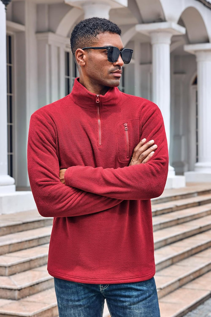 Beotyshow Herren Quarter Zip Fleece Pullover Langarm Sweatshirt Outdoor Taktisch Weich Warm Polar Fl