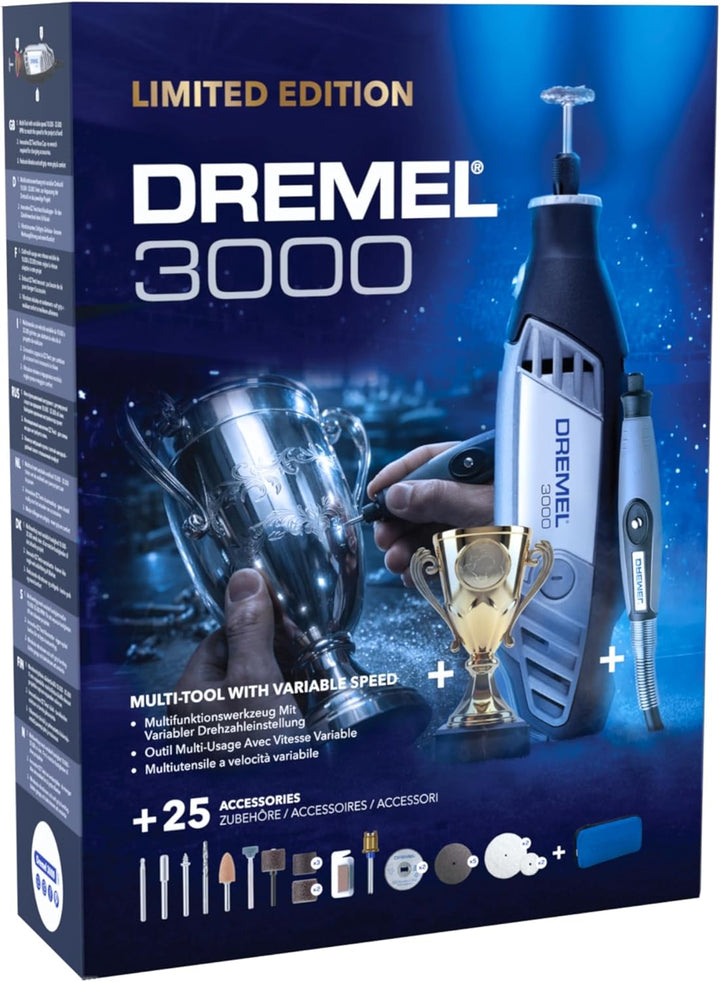 Dremel 3000 Champion Multifunktionswerkzeug mit 130‑W‑Motor bis zu 33.000 U/min inkl 25 Zubehöre, gr