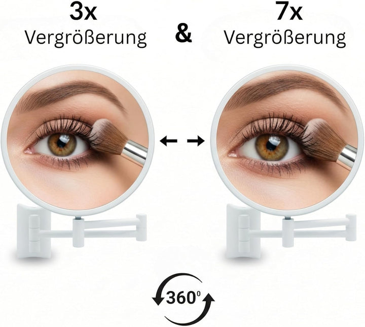 Libaro Kosmetikspiegel Imola 360° Schminkspiegel mit Wandmontage, Rasierspiegel doppelseitig mit Ver