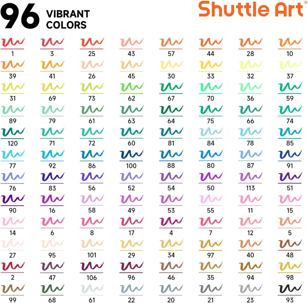 Shuttle Art Dual Brush Pens, 96 bunte doppelköpfige Pinselstifte mit weicher Spitze, zwei Schreibfed