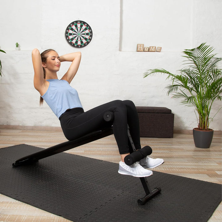 Relaxdays 48 Bodenschutzmatten 60x60cm, 18m², Unterlegmatte Fitnessgeräte, Stärke 1cm, erweiterbar,