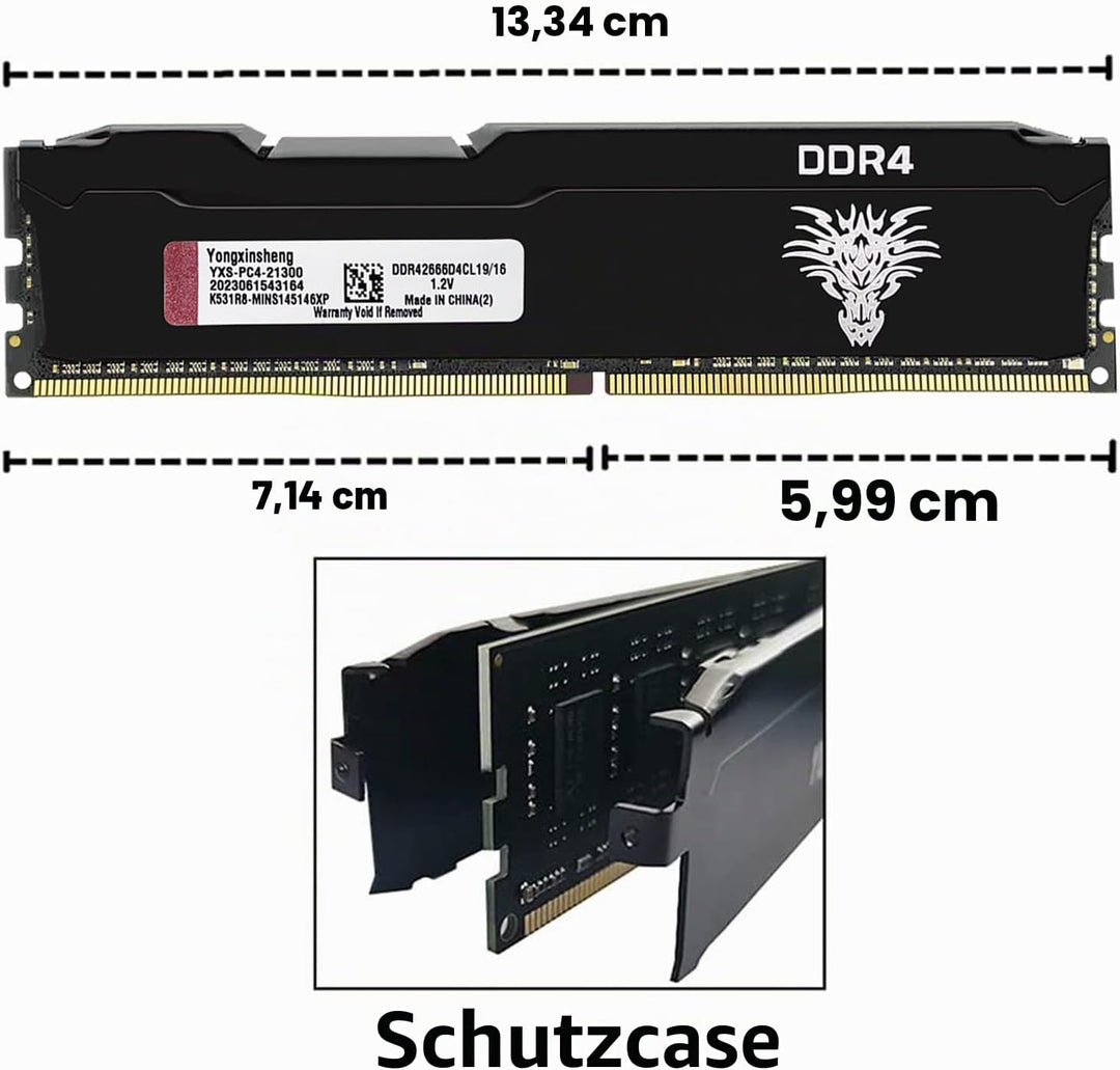 DDR4 2666MHz 64GB Kit (16GBx4) Desktop RAM PC4-21300 UDIMM Non-ECC Unbuffered 1.2V 288-Pin CL19 PC C