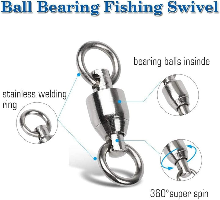 Ball Bearing Wirbel Geschweisst Ringe, Wallerwirbel Meereswirbel Salzwasserfest Spaltring Angelausrü