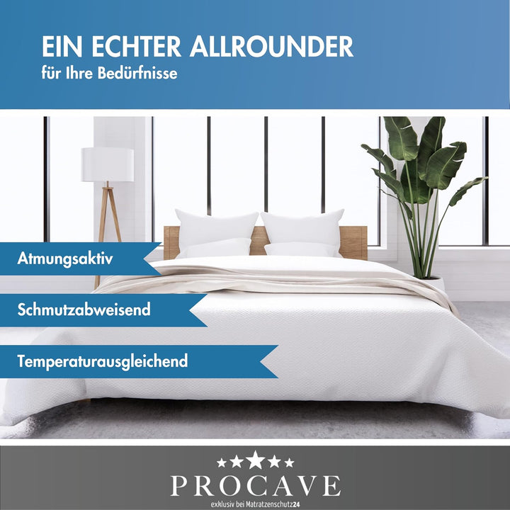 PROCAVE Matratzenbezug Frottee unversteppt 60 x 190 cm | Matratzen-Höhe 23-28cm | Matratzenschoner 6