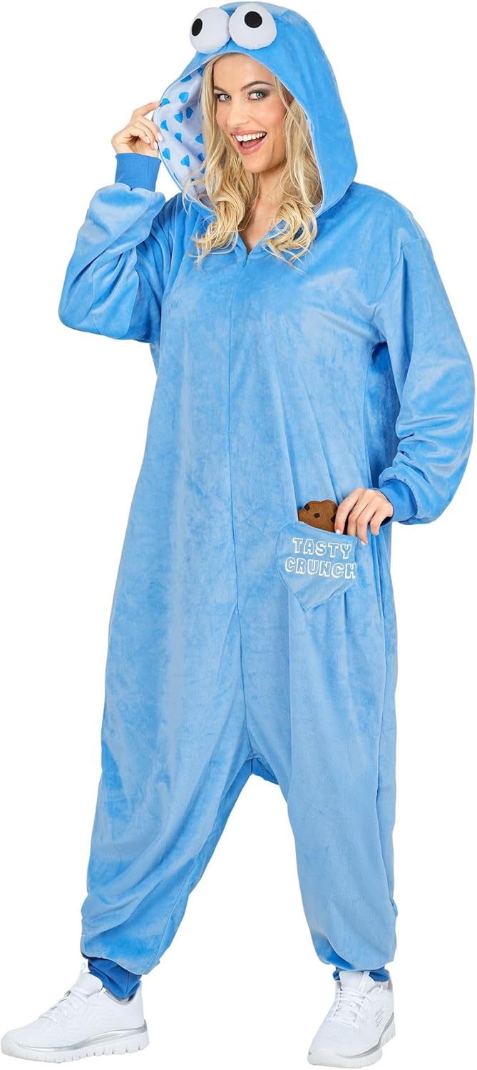 W WIDMANN MILANO Party Fashion - Tier Overall für Erwachsene, weicher Plüsch Jumpsuit mit Kapuze, Ti