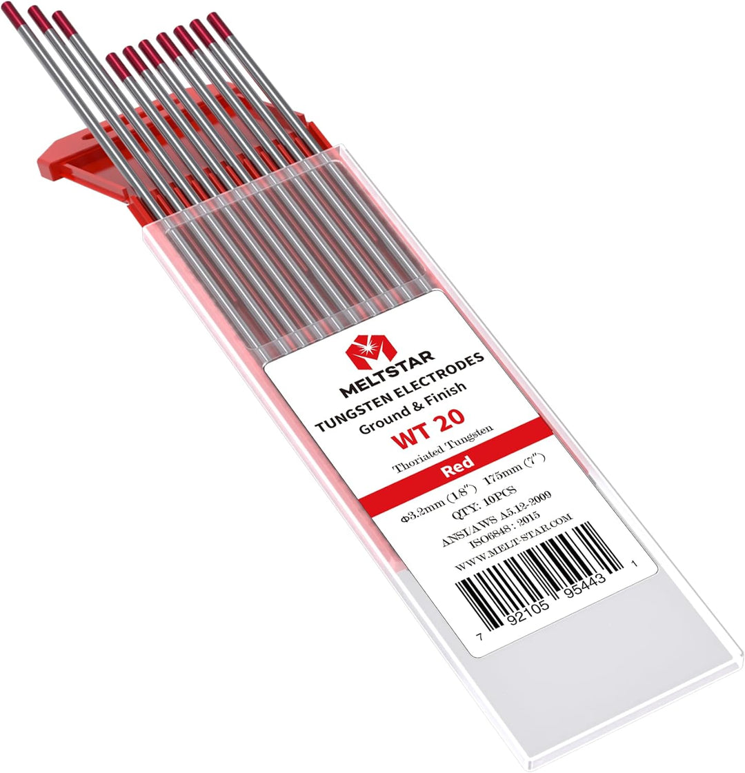 MELTSTAR WT20 Rot 2% Thoriumoxid WIG Wolframelektrode Elektrode Ø3.2 x 175MM 10 Stück Ø3.2 x 175MM R