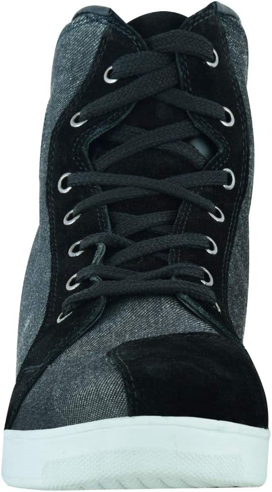 Jet Motorradschuhe Motorradstiefel Herren Beiläufig Protektoren Wasserdicht Denim Leder 43 EU Schwar