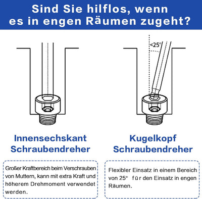 Hakkin 9 Stück 1/4" Kugelkopf Sechskant Schraubendreher Bit 100mm Sechskant Magnetischen Innensechsk