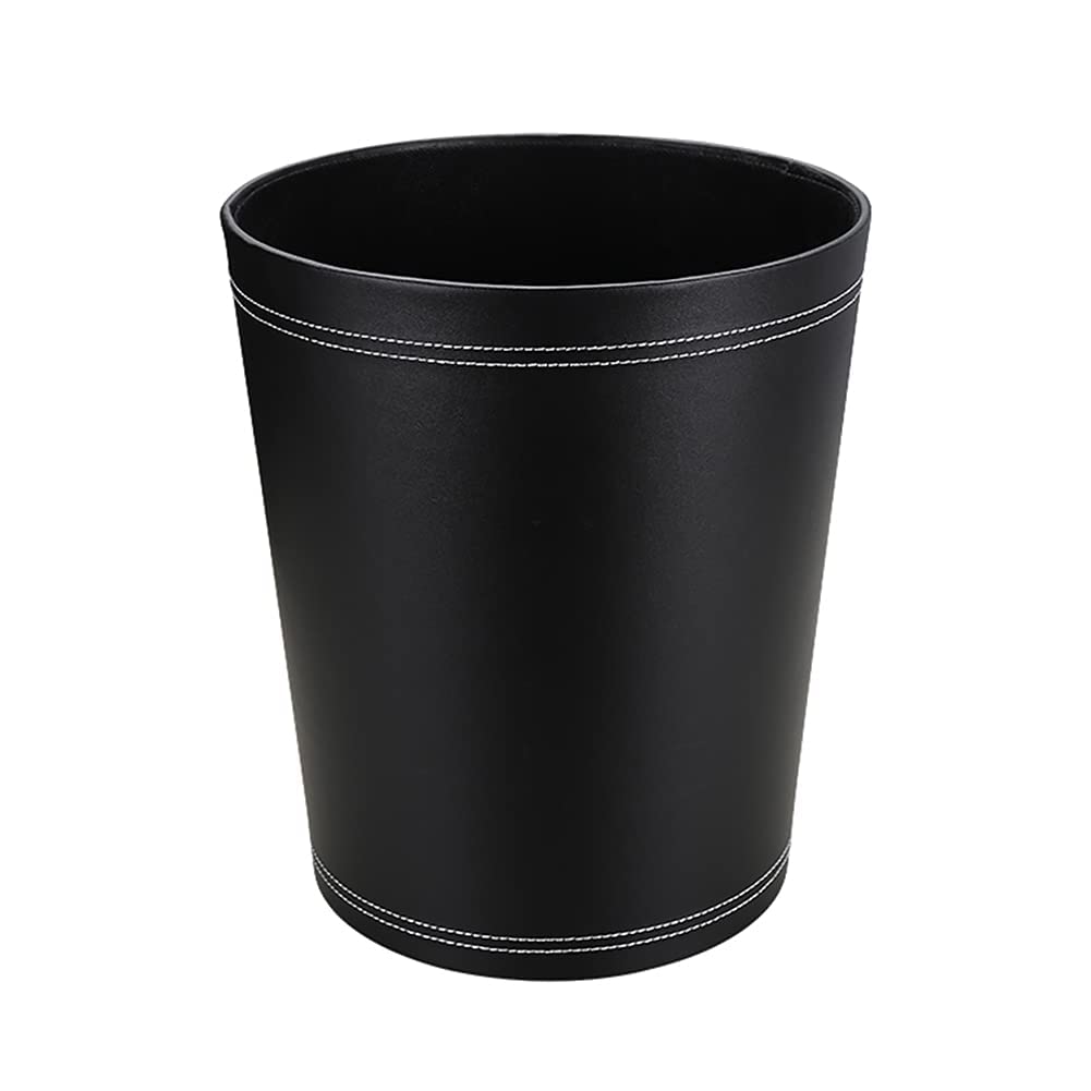 KINGFOM™ Klassisch Leder Papierkorb für Büro/Badezimmer/küche/Schlafzimmer (Schwarz), Schwarz
