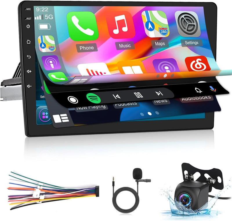 Autoradio Android da 10 pollici a 1 Din Con Wireless Carplay e Android Auto, Radio Touchscreen Con s