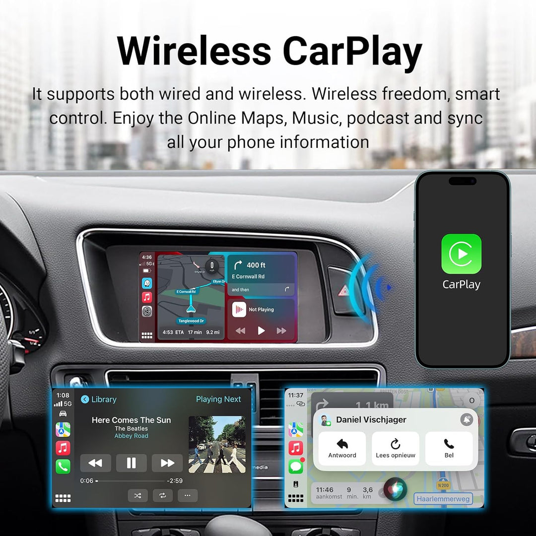 EZoneTronics Wireless CarPlay & Android Auto Retrofit Kit Decoder Box für Audi A4/A5/Q5 2009-2017 mi