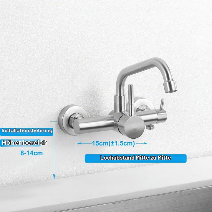 Wasserhahn Küche Wandmontage für Geschirrspüler/Waschmaschine, Küchenarmatur Wand Mischbatterie mit