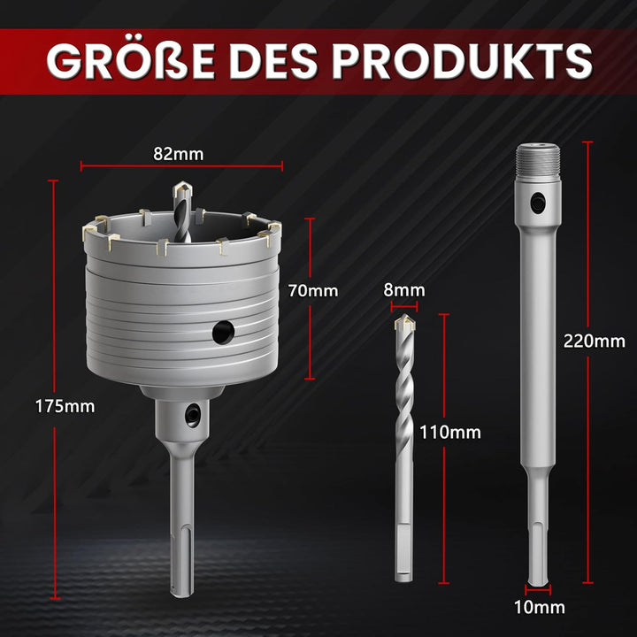 CSOOM 82 mm Beton-lochsäge mit 110 mm SDS-Plus verlängerung, Lochsägen-Set für Beton, Hohl-Bohrkrone
