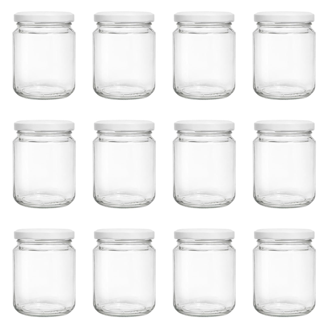 Vitrea 12x Marmeladengläser 275 ml - mit Deckel Weiss TO 66 - Einmachgläser zum befüllen mit Schraub