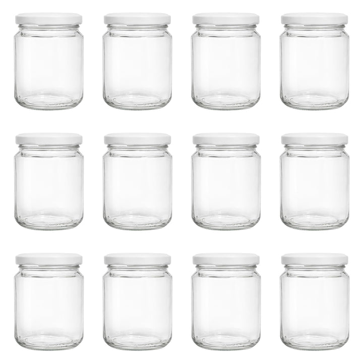 Vitrea 12x Marmeladengläser 275 ml - mit Deckel Weiss TO 66 - Einmachgläser zum befüllen mit Schraub