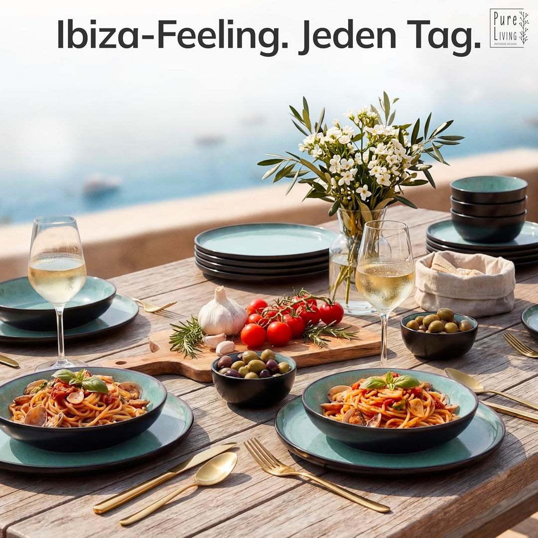 Steingut Servier Teller Gross Ibiza TESTSIEGER, Traumhafte Mediterrane Steingut Servierplatte, Servi