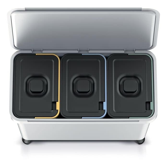 BirnePower Mülleimer 3er Set 3x 10L Müllbehälter Abfalleimer 30L Mülltrennsystem Müllsammler Set Ein