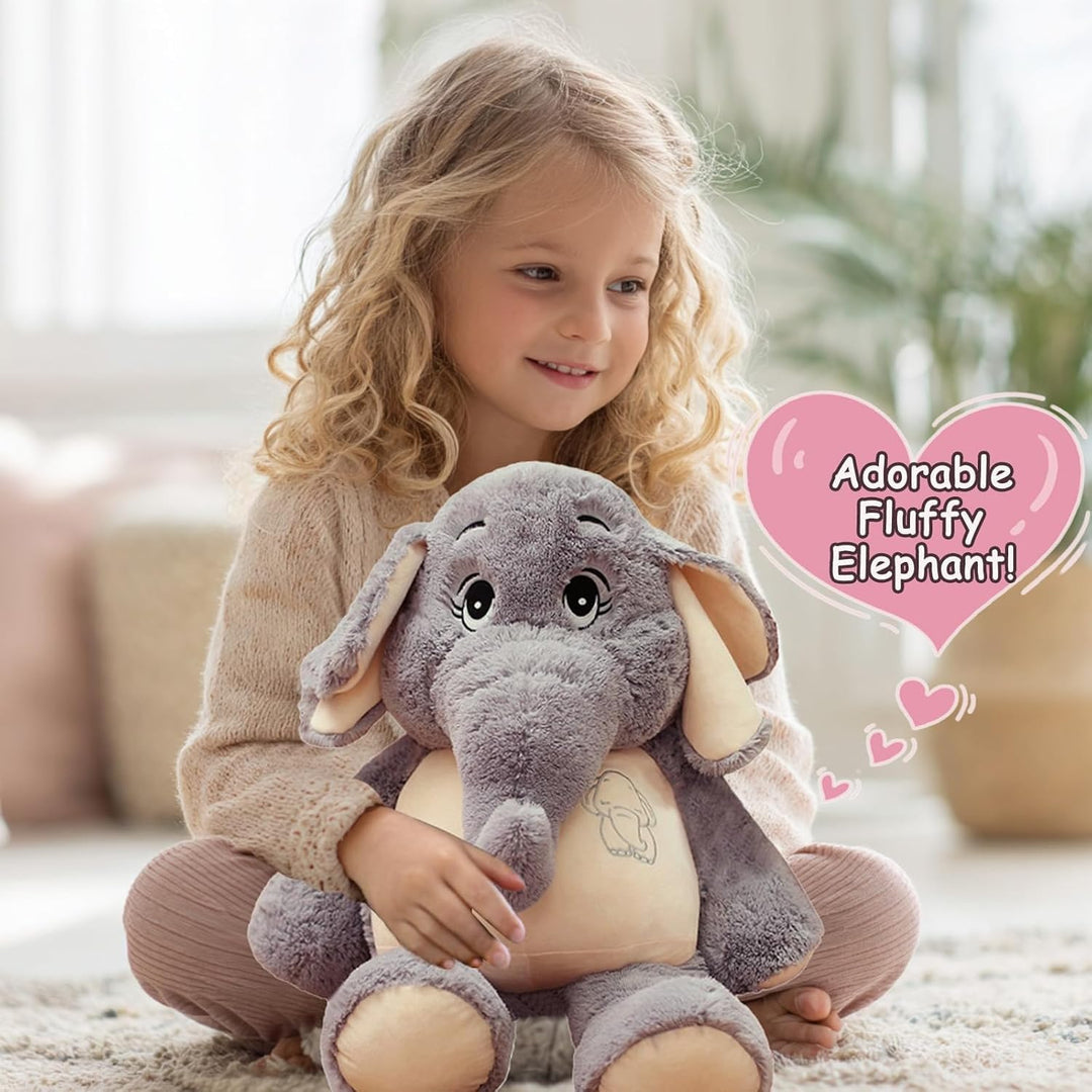 Annco 68cm-128cm Elefanten-Plüschspielzeug, niedliches, beruhigendes Elefantentier, Stoffpuppe, Bett