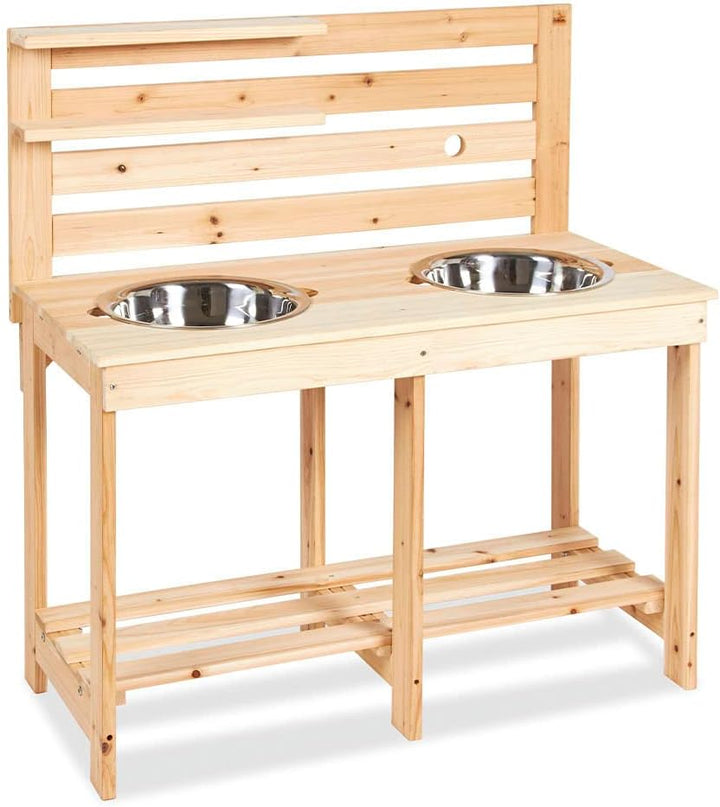 PINOLINO 221011 Matschküche Paul, unbehandelt, vollmassives Holz, Durchlass für einen Gartenschlauch