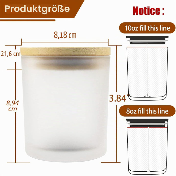 CONNOO Milchglas-Kerzengläser mit Bambusdeckel, für die Herstellung von Kerzen, leere Kerzendosen mi