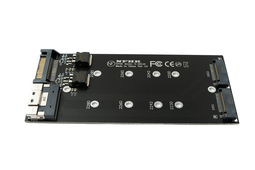 SYSTEM-S NVME M.2 Adapter 2X AHCI zu PCIE Express 3 4.0 Slimline SFF-8654 8X Raid Card