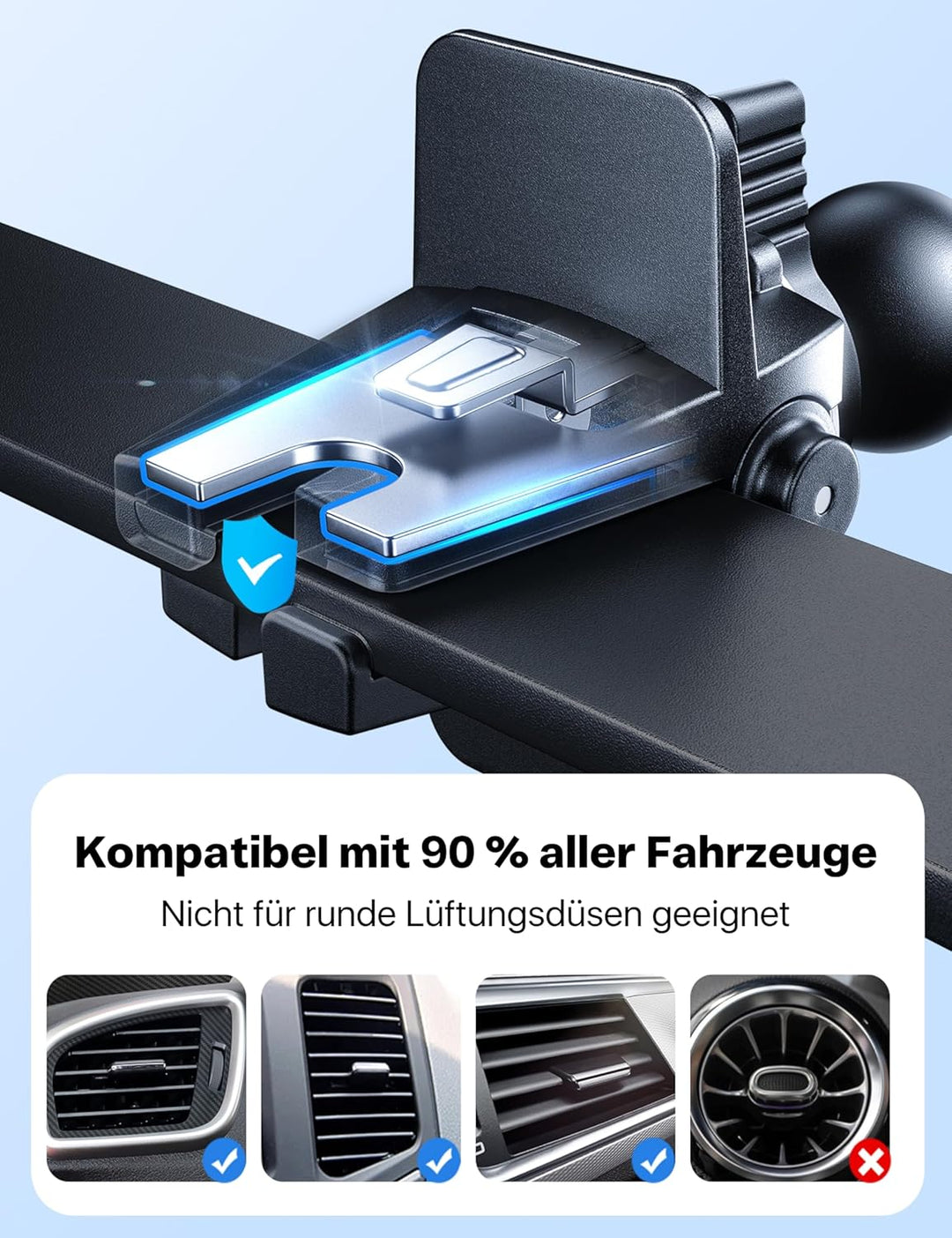 andobil Handyhalterung Auto [ Stabilere Version & nie wackeln ] 3 in 1 Auto Handyhalter Saugnapf & L