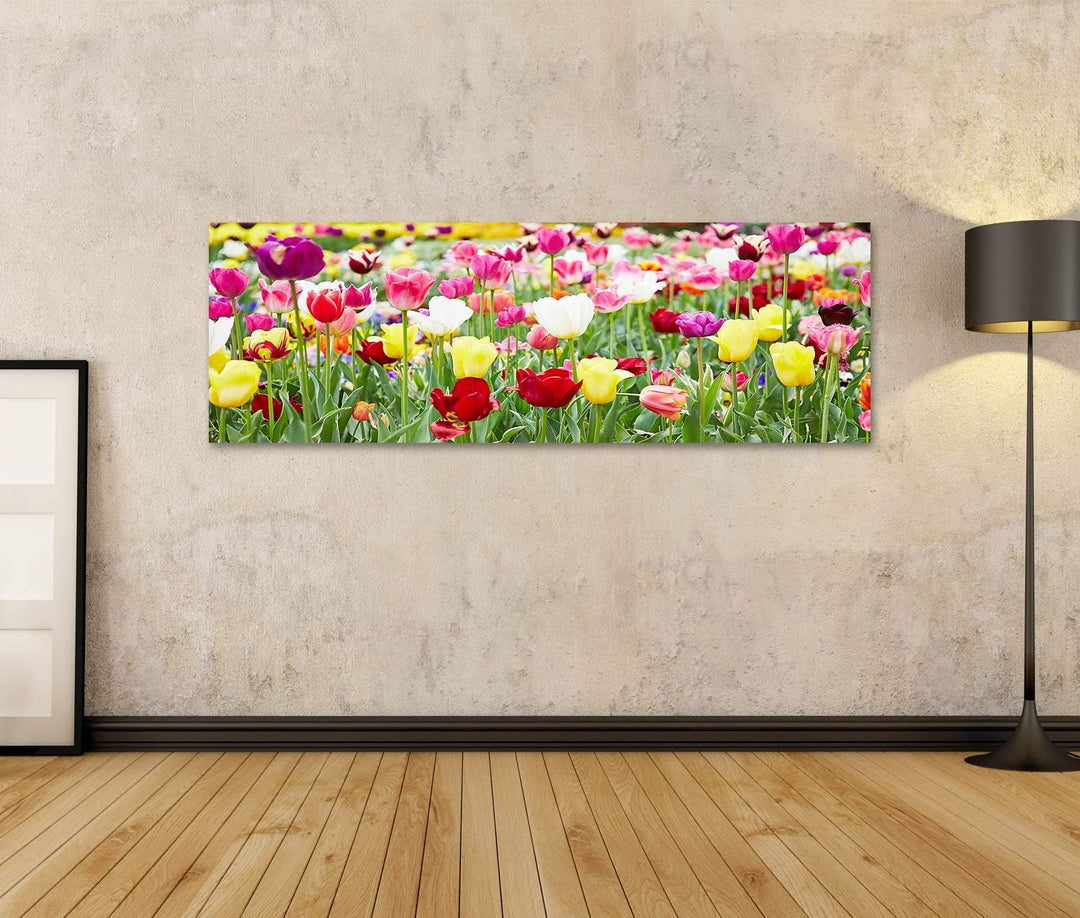 islandburner Bild auf Leinwand Verschiedene Blumen Und Blühende Tulpen Bilder Wandbilder Poster Lein