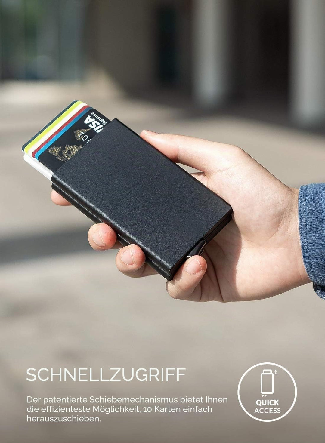 VULKIT Kartenetui Metall mit RFID NFC Schutz Karten Geldbörse Herren Geldbeutel Doppelt Karten Etui