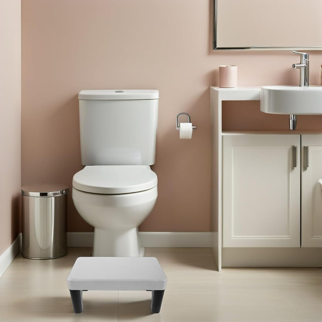 Toilettenhocker für Erwachsene Rutschfester Kunststoff Hocker mit Fussstütze Ergonomisch Stabil Plat