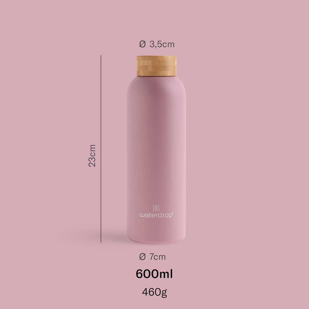 waterdrop® Edelstahl Trinkflasche 600ml - auslaufsichere Trinkflasche Kohlensäure geeignet & BPA fre