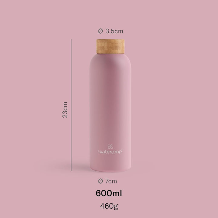 waterdrop® Edelstahl Trinkflasche 600ml - auslaufsichere Trinkflasche Kohlensäure geeignet & BPA fre