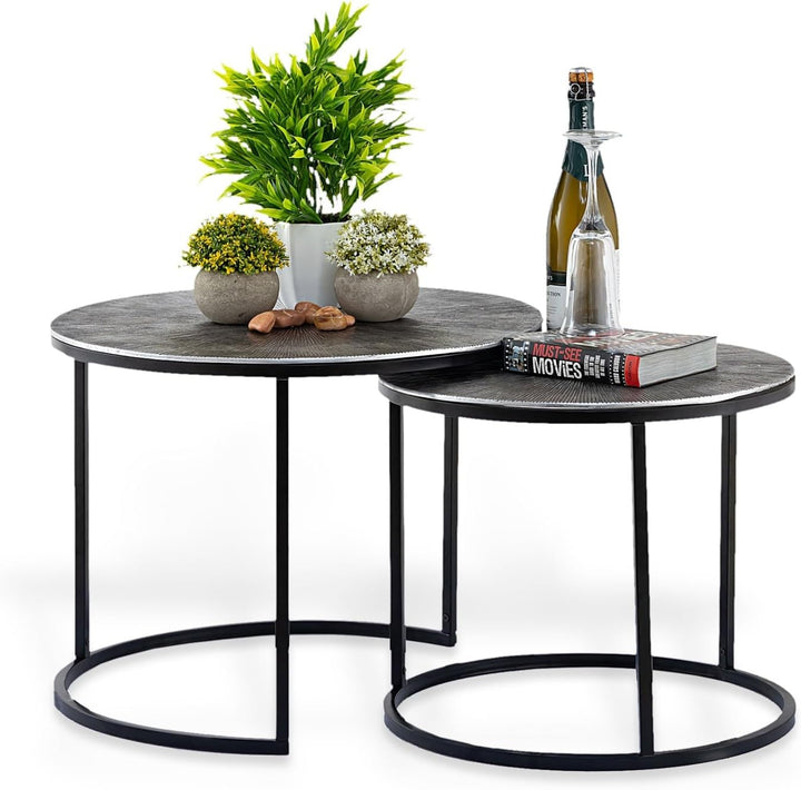 casamia Couchtisch Carlton Metall rund 2er ø55u.45cm Beistelltisch Set