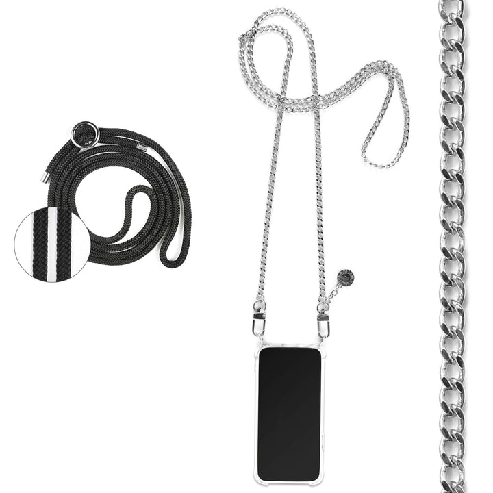 Jalouza Handykette, Kordel &amp; Hülle Bundle kompatibel mit iPhone 12 &amp; 12 Pro - Gliederkette in Silber