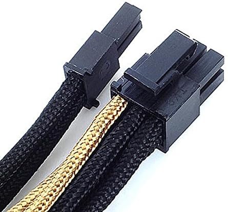 SilverStone SST-PP07-PCIBG - Netzteil-Verlängerungskabel 25cm 8pin auf PCI-E 6+2pin, schwarz/gold SS