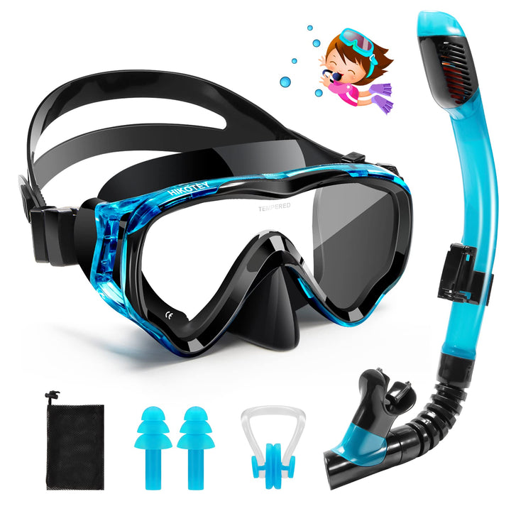 HIKOTEY Taucherbrille Kinder 4-16 Jahre,Schnorchelset Kinder für Mädchen Jungen Schwimmbrille Kinder