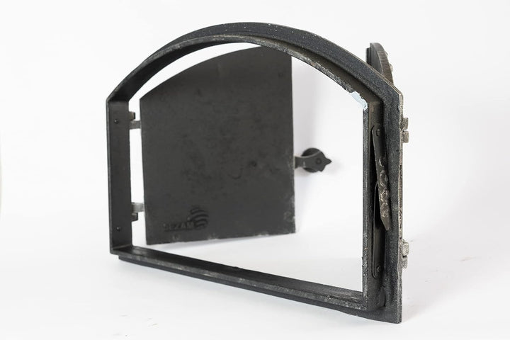 SEZAM doppelte Backofentür aus Gusseisen mit Türriegel, Nietenoptik, Pizzaofentür - Brotofen - Stein