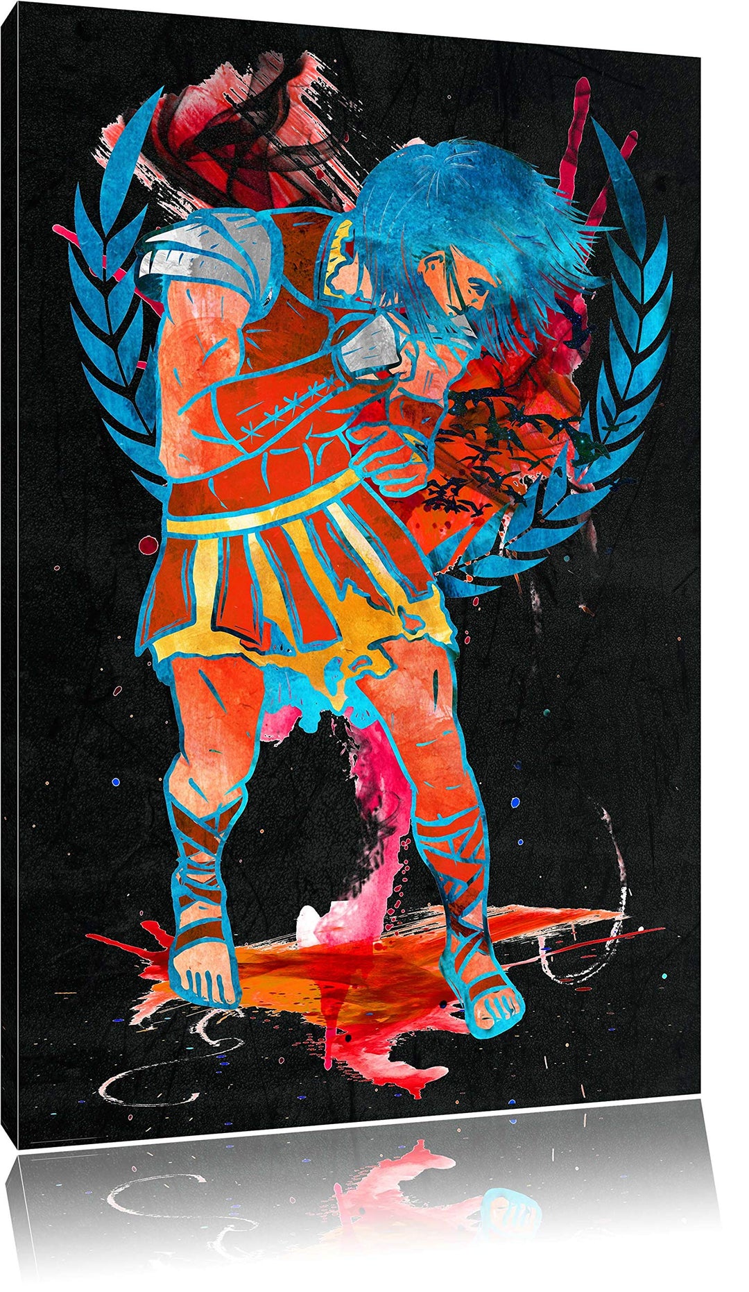 Dark Roman Combat black Leinwand, XXL riesige Bilder fertig gerahmt mit Keilrahmen, Kunstdruck auf W