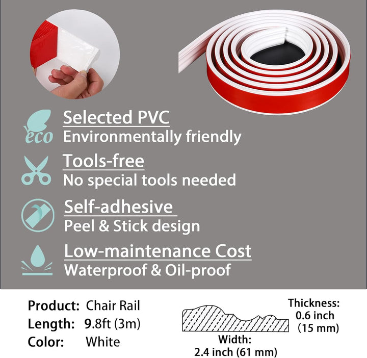 Gaahing Wandleiste zum Abziehen und Aufkleben, selbstklebende Wandleiste, DIY-Heimdekoration auf Sch