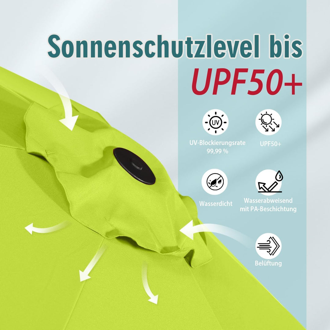 Sekey 160 × 300 cm Doppelsonnenschirm mit kurbel & Neigungsfunktion| Gross Sonnenschirm Marktschirm