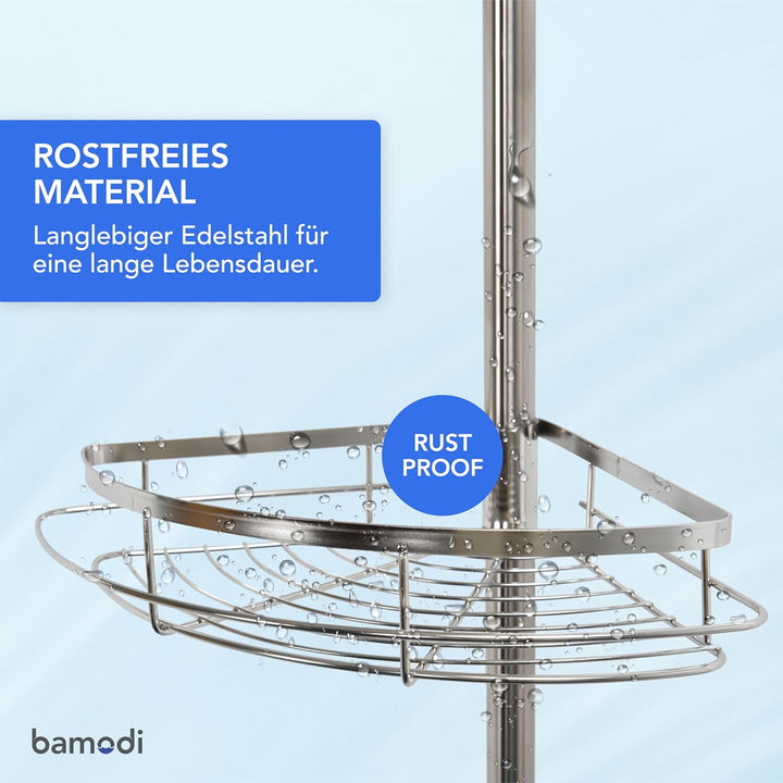 Bamodi Aluminium Regal Bad - Teleskop-Eckregal - Eckregale Dusche - Schwebende Aufbewahrungslösung R